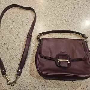 Coach Burgandy/Wine Leather Crossbody Bag